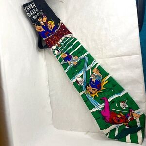 1993 Vintage Flintstones Silk Neck Tie Fred Flintstone Dino Football